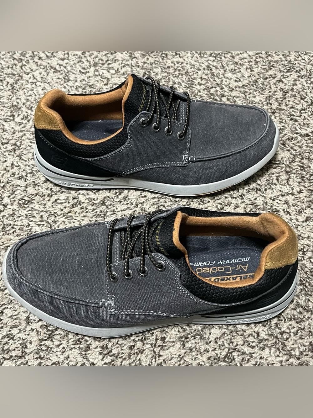 Skechers Men’s Relaxed Fit: Elent Mosen Boat Shoes Charcoal Lace-Up Slip-On